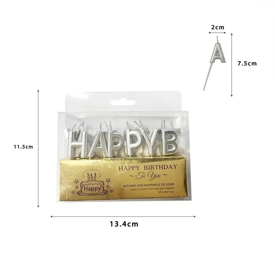 HAPPY BIRTHDAY Silver candel set