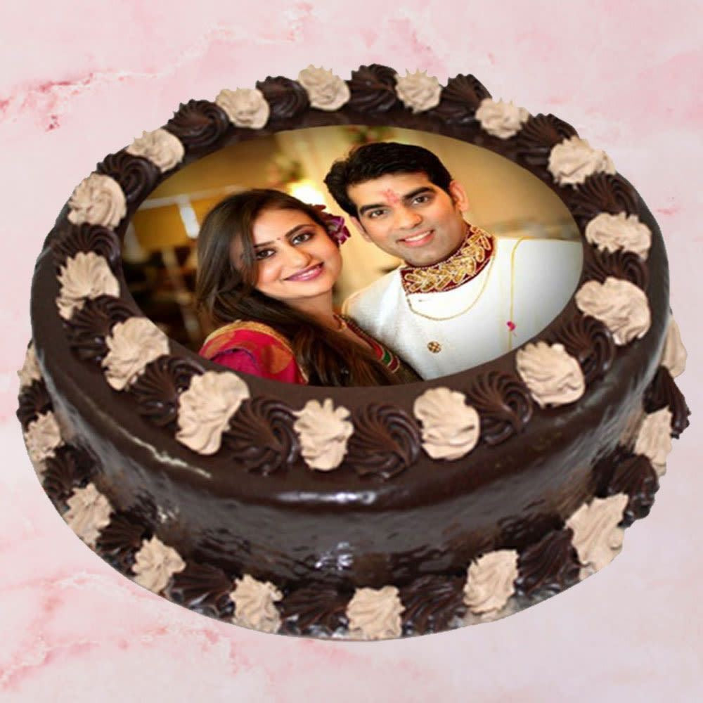 Chocolate photo cake edible paper eggless 500gm