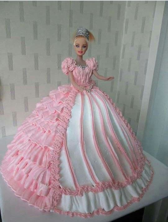 Cute Barbie doll big cake 2kg pink colour