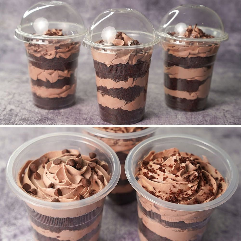 Chocolate cup cake in glass style