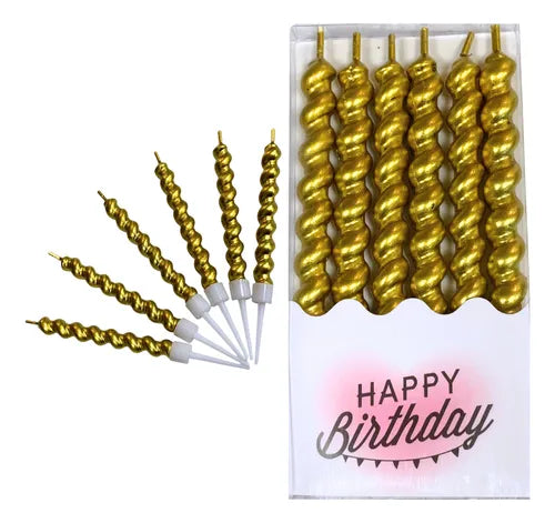 Golden bold spiral candel pack of 6