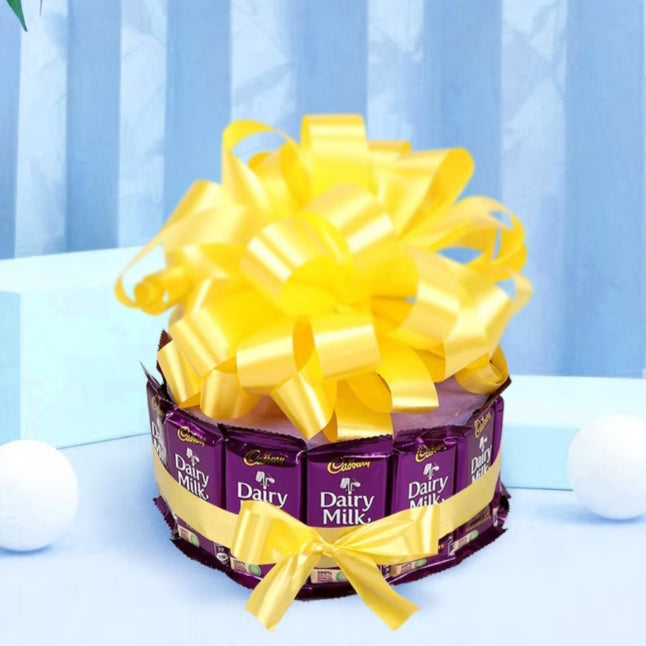 20 diary milk chocolate bouquet with yellow ribbon decoration