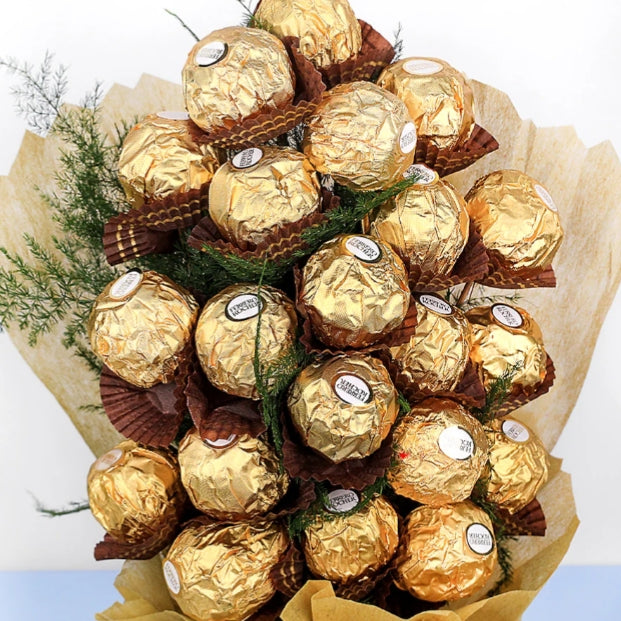 24 pice Ferrero rocher bouquet with yellow paper paking premium quality product