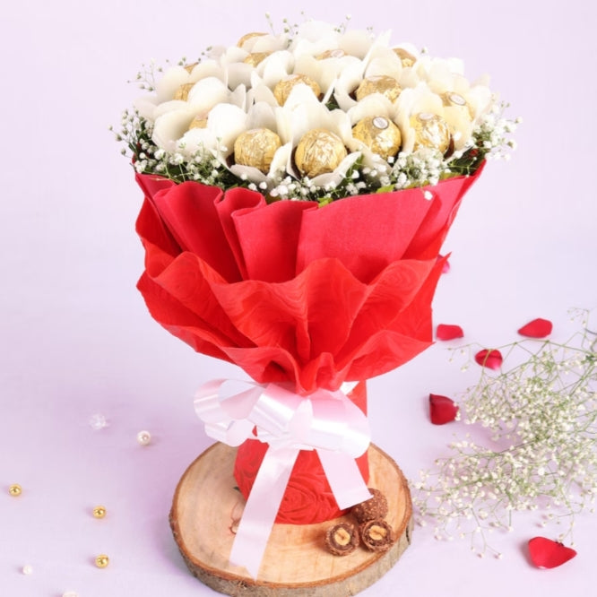 Ferrero rocher 24 pice bouquet premium quality product with Red paper beautiful paking