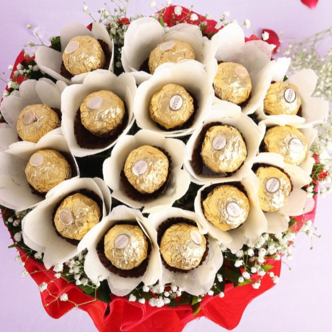 Ferrero rocher 24 pice bouquet premium quality product with Red paper beautiful paking