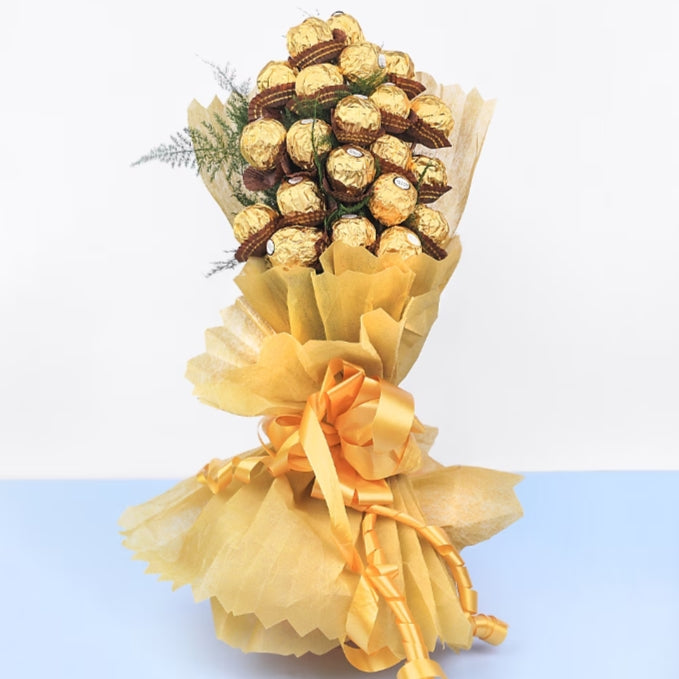 24 pice Ferrero rocher bouquet with yellow paper paking premium quality product